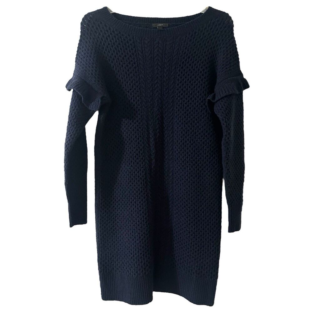 J Crew Blue Sweater Dress Size S Wool Blend Wardrobe Staple Lagenlook Winter